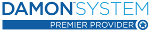 The Damon System Premier Provider logo in blue and white text.